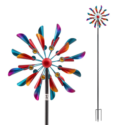 Gardeon Garden Windmill Metal Double Wind Spinner Outdoor Lawn Decor 190cm - Image 2