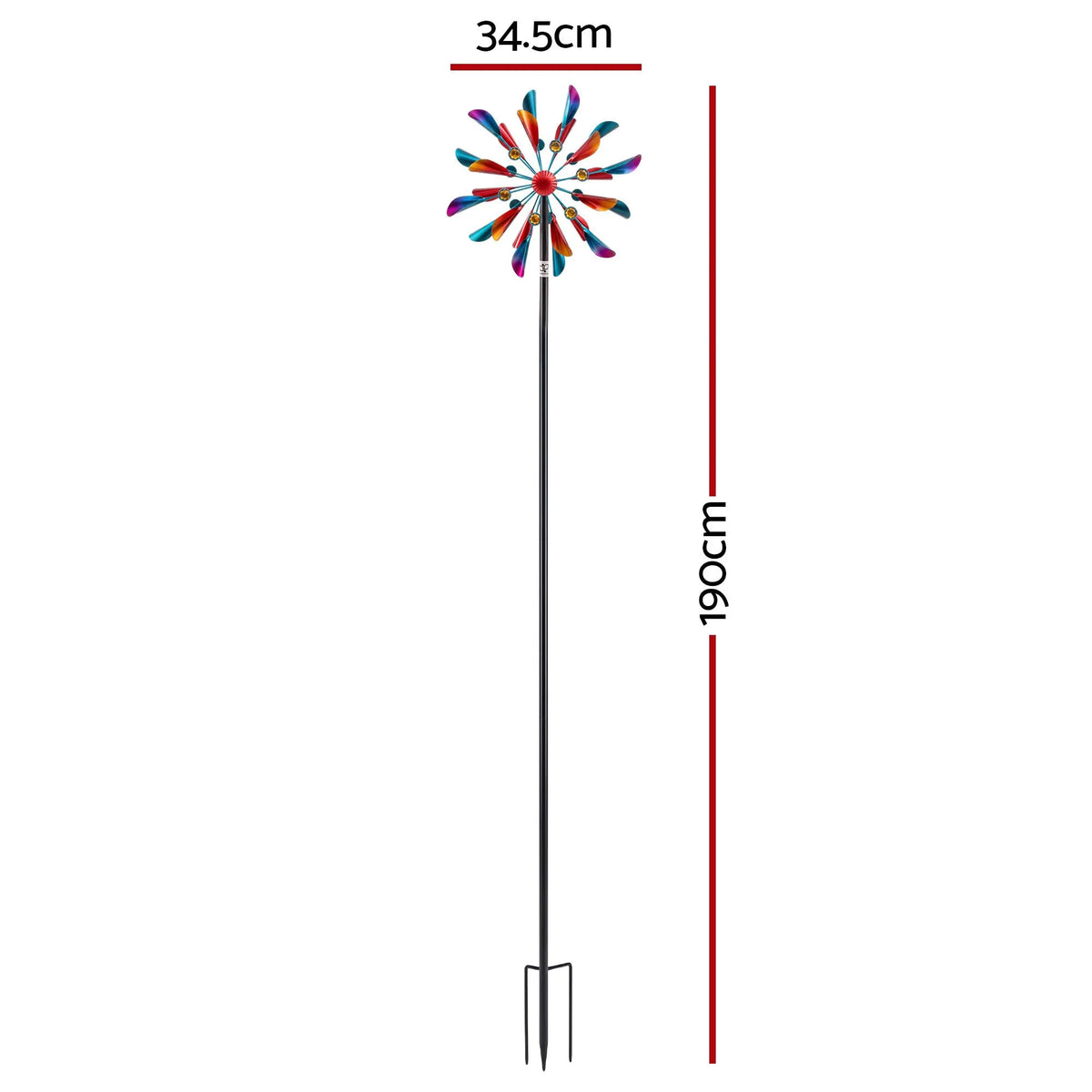 Gardeon Garden Windmill Metal Double Wind Spinner Outdoor Lawn Decor 190cm - Image 3