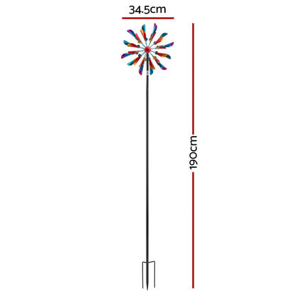 Gardeon Garden Windmill Metal Double Wind Spinner Outdoor Lawn Decor 190cm - Image 3