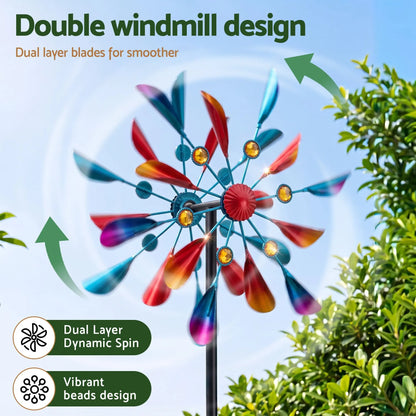 Gardeon Garden Windmill Metal Double Wind Spinner Outdoor Lawn Decor 190cm - Image 5