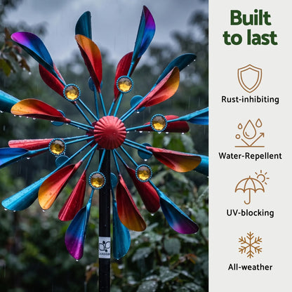 Gardeon Garden Windmill Metal Double Wind Spinner Outdoor Lawn Decor 190cm - Image 6