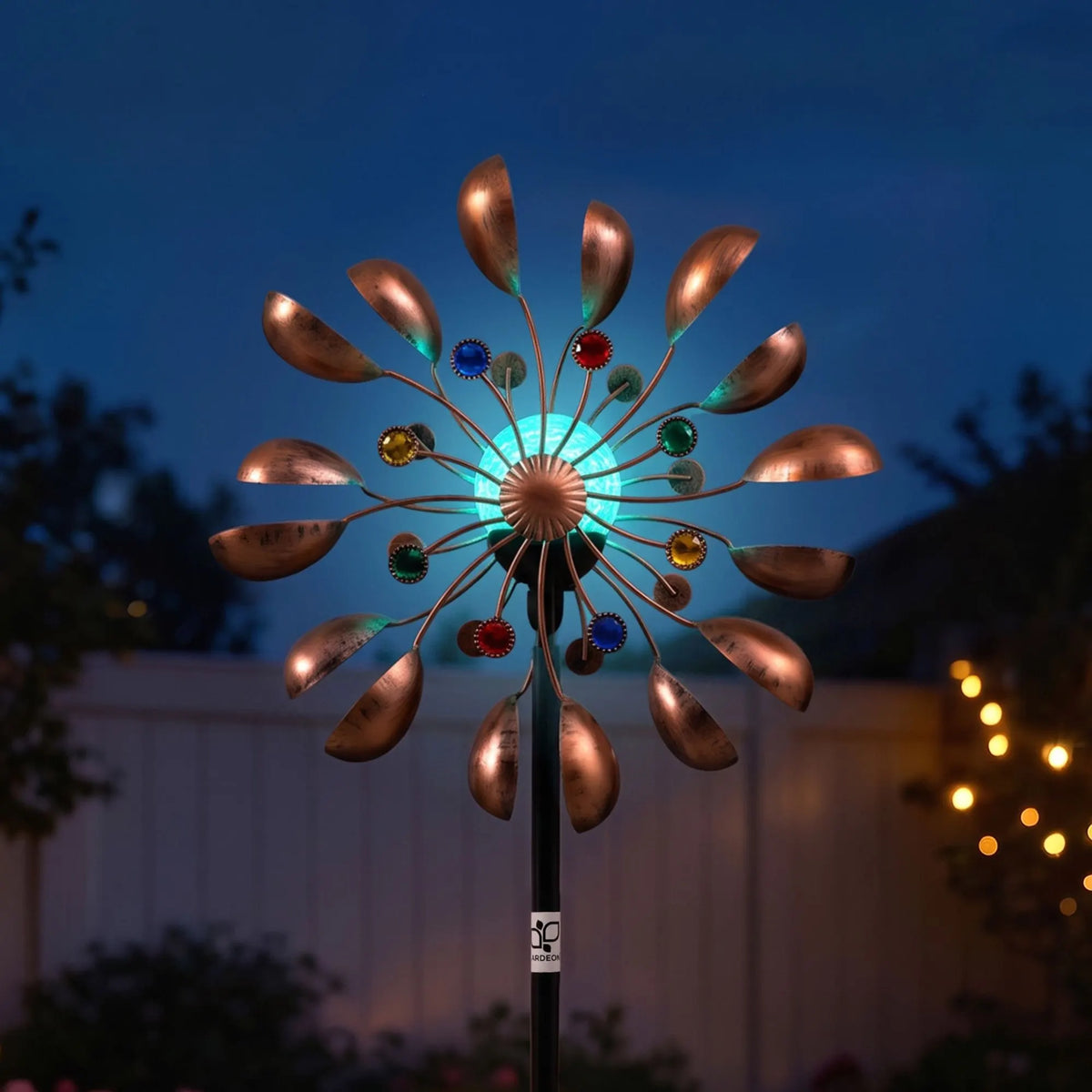 Gardeon Garden Windmill Metal Wind Spinner Solar Light Outdoor 190cmr Bronze