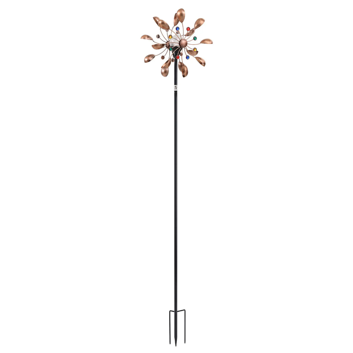 Gardeon Garden Windmill Metal Wind Spinner Solar Light Outdoor 190cmr Bronze - Image 4