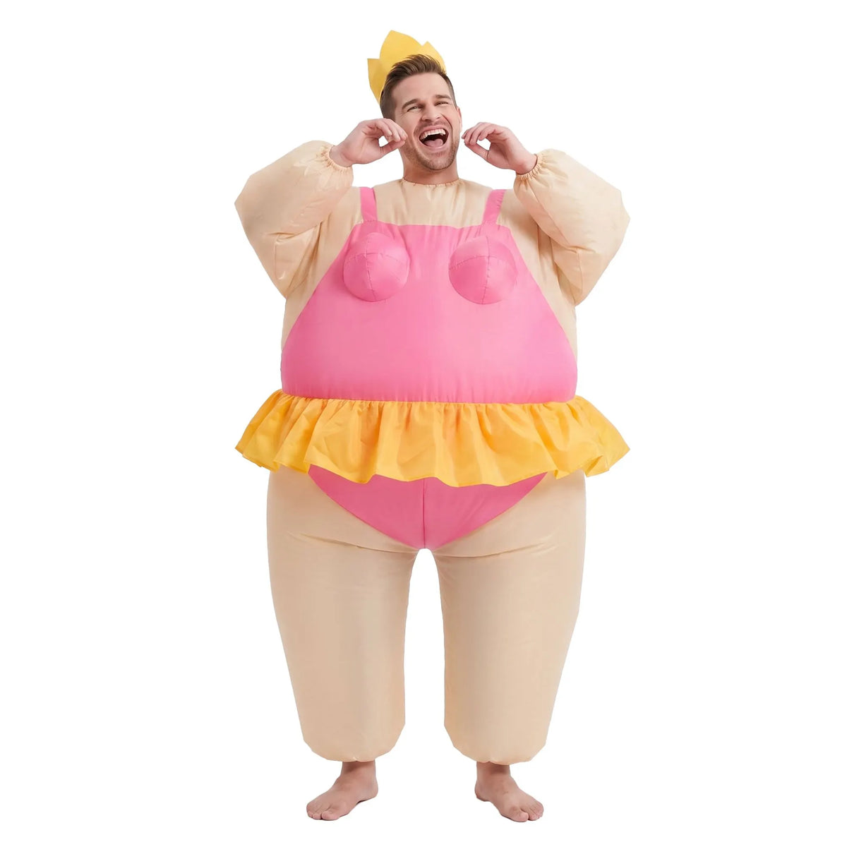 Inflatable Costume Funny Fat Suit Fancy Dress Adult Party Outfit Pink One Size - Image 3