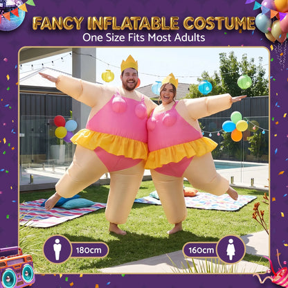 Inflatable Costume Funny Fat Suit Fancy Dress Adult Party Outfit Pink One Size - Image 7