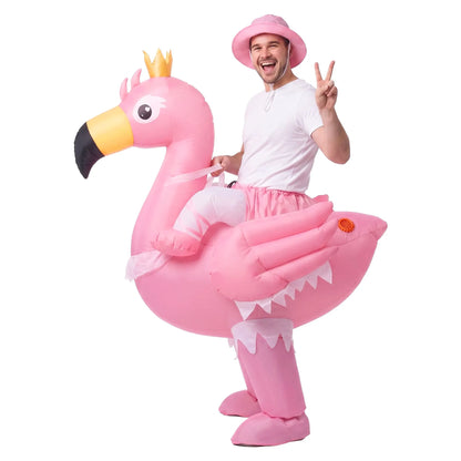 Inflatable Costume Ride On Flamingo Adult Party Suit Pink One Size - Image 3