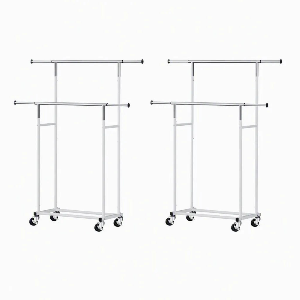 Artiss 2X Clothes Rack Double Rod Airer Rail Coat Stand Adjustable Hanger - Image 2