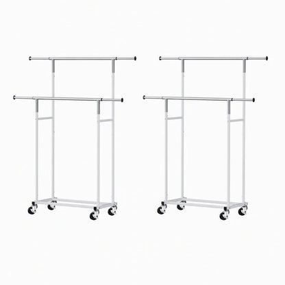 Artiss 2X Clothes Rack Double Rod Airer Rail Coat Stand Adjustable Hanger - Image 2