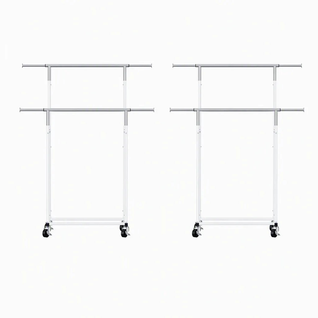 Artiss 2X Clothes Rack Double Rod Airer Rail Coat Stand Adjustable Hanger - Image 4