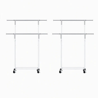 Artiss 2X Clothes Rack Double Rod Airer Rail Coat Stand Adjustable Hanger - Image 4