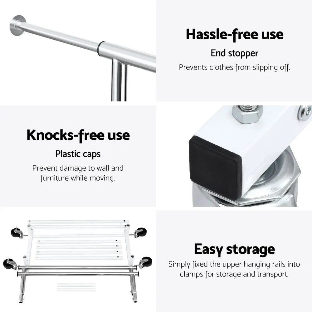 Artiss 2X Clothes Rack Double Rod Airer Rail Coat Stand Adjustable Hanger - Image 7