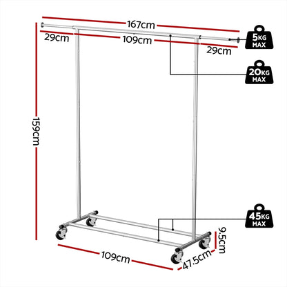 Artiss Clothes Rack Airer Rail Coat Stand Adjustable Hanger - Image 2