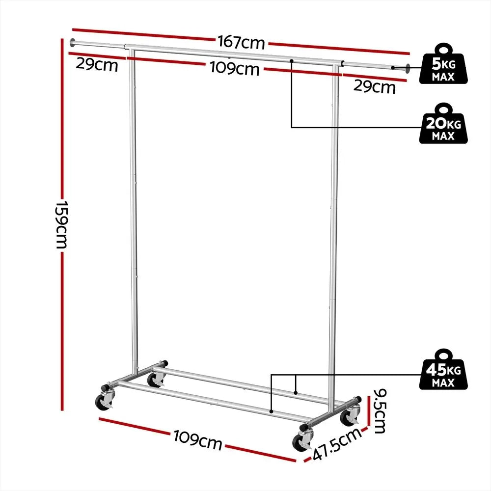 Artiss 2X Clothes Rack Airer Rail Coat Garment Stand Adjustable Hanger - Image 3