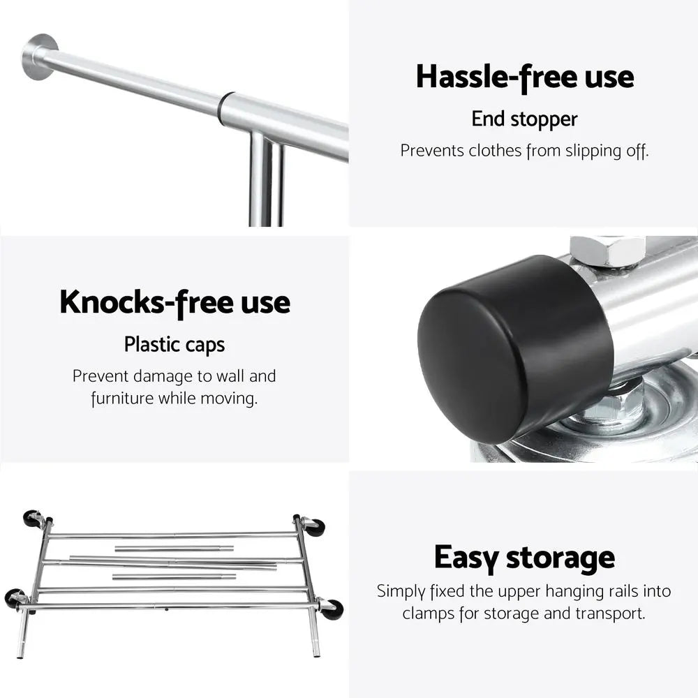 Artiss 2X Clothes Rack Airer Rail Coat Garment Stand Adjustable Hanger - Image 7