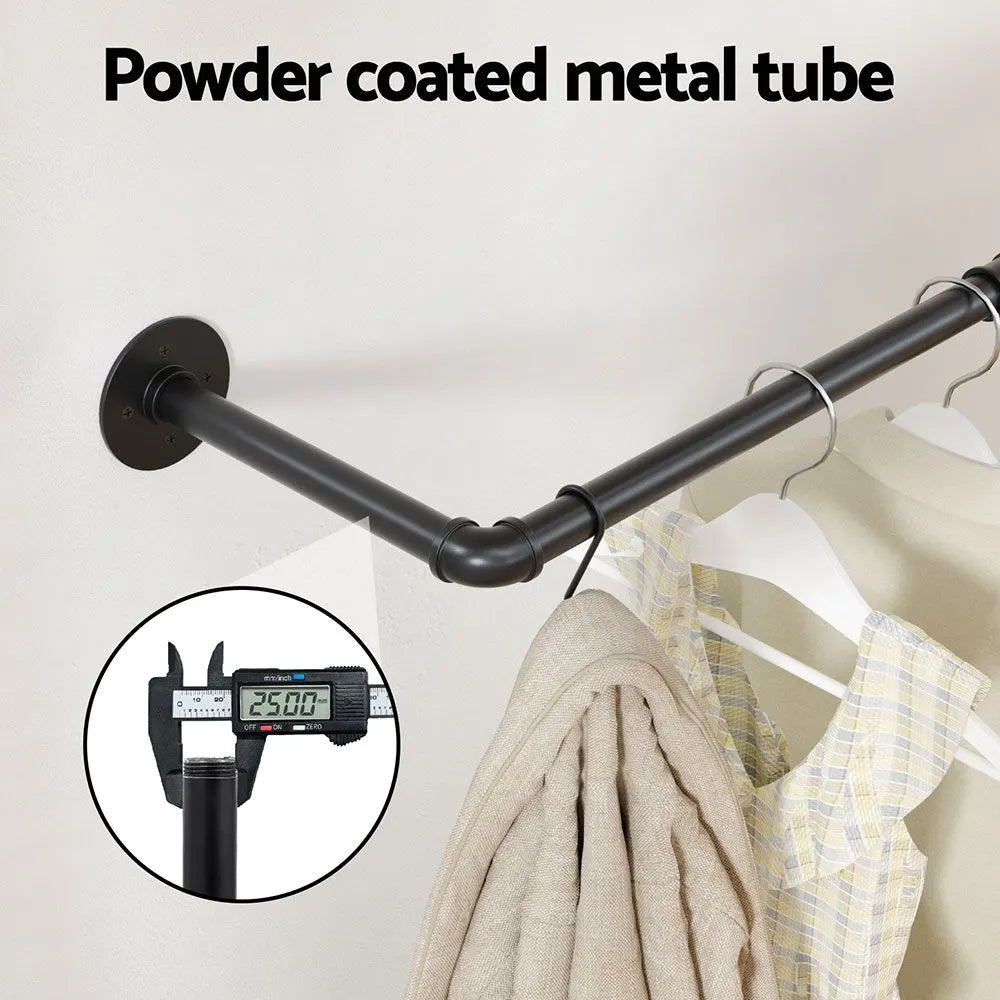 Artiss Clothes Rack Garment Rail Metal Industrial Pipe Wall Mounted 2 Pack - Image 4