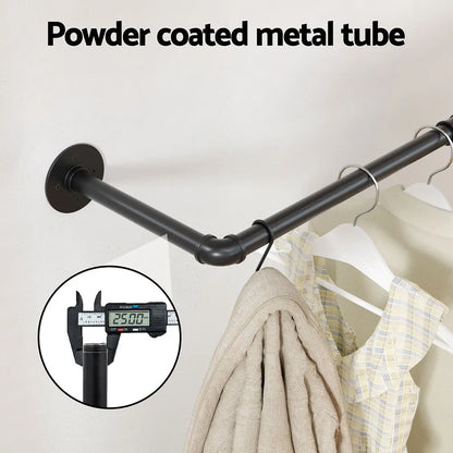 Artiss Clothes Rack Garment Rail Metal Industrial Pipe Wall Mounted 2 Pack - Image 4