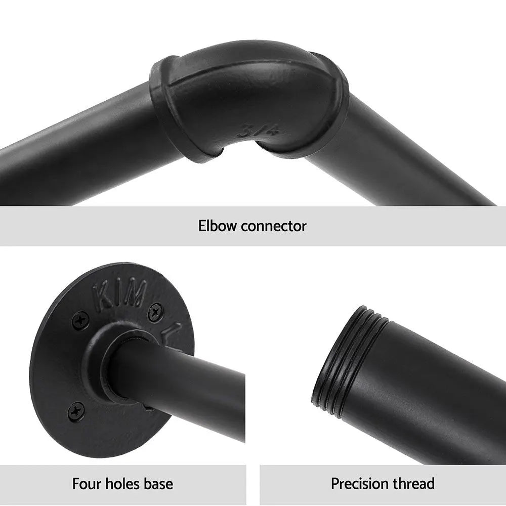 Artiss Clothes Rack Garment Rail Metal Industrial Pipe Wall Mounted 2 Pack - Image 5