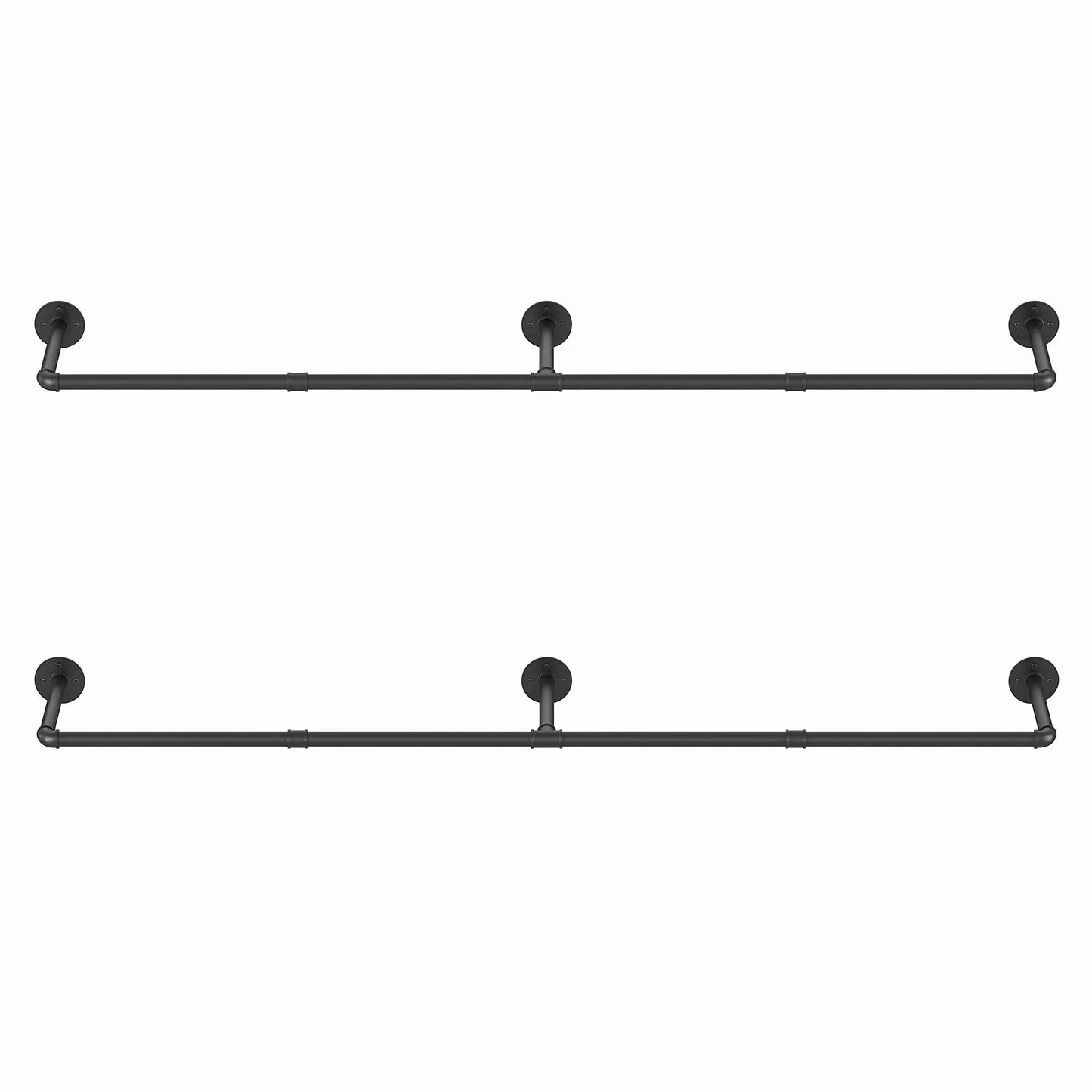 Artiss Clothes Rack Garment Rail Metal Industrial Pipe Wall Mounted 2 Pack - Image 6