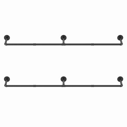 Artiss Clothes Rack Garment Rail Metal Industrial Pipe Wall Mounted 2 Pack - Image 6