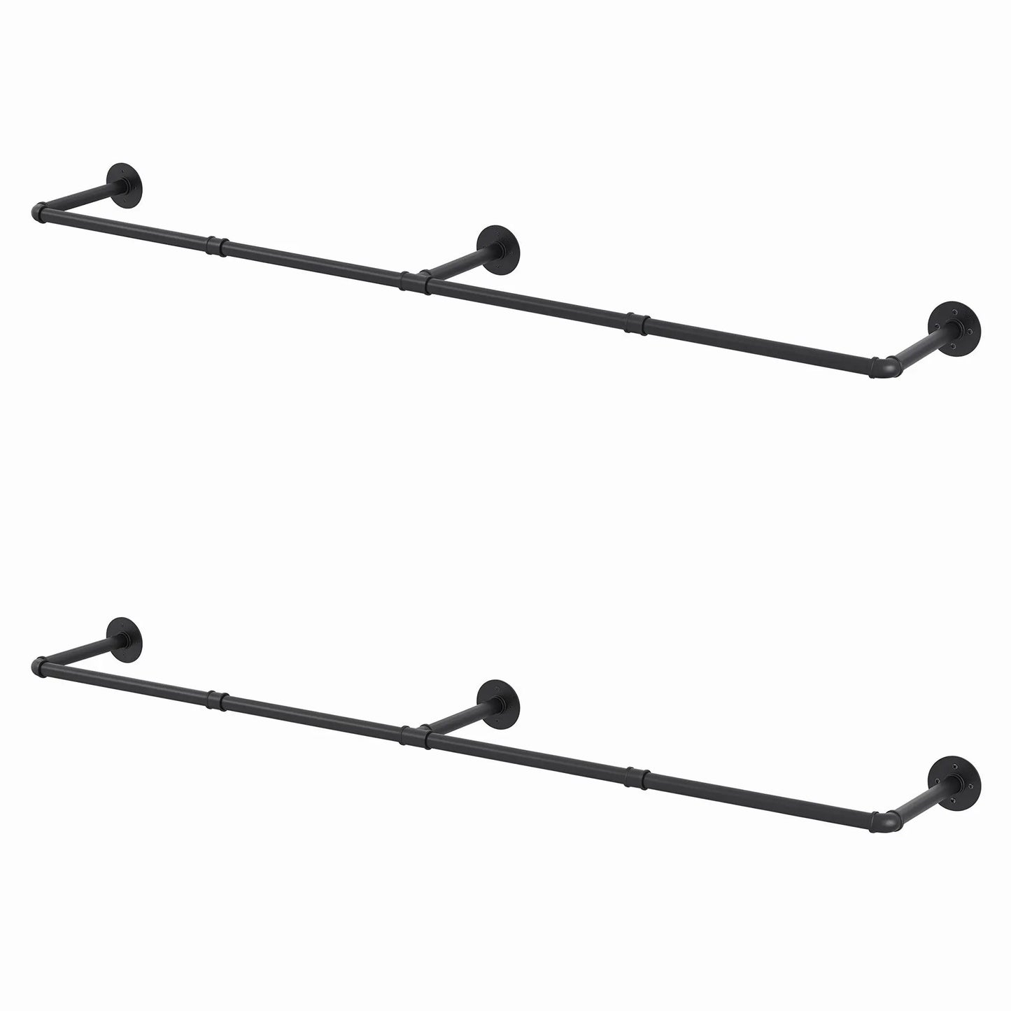Artiss Clothes Rack Garment Rail Metal Industrial Pipe Wall Mounted 2 Pack - Image 7