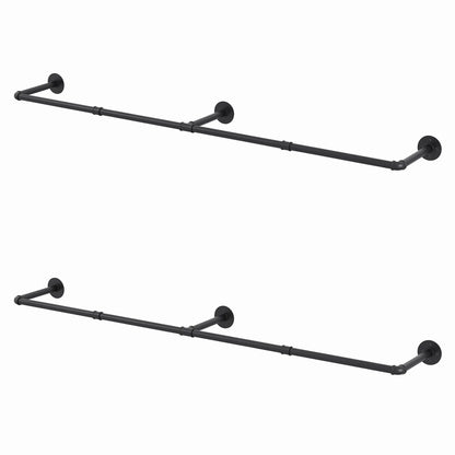 Artiss Clothes Rack Garment Rail Metal Industrial Pipe Wall Mounted 2 Pack - Image 7