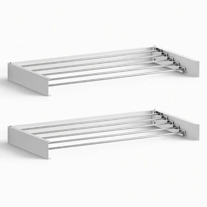Artiss Set of 2 Clothes Rack Wall Mounted Airer Foldable White - Image 2
