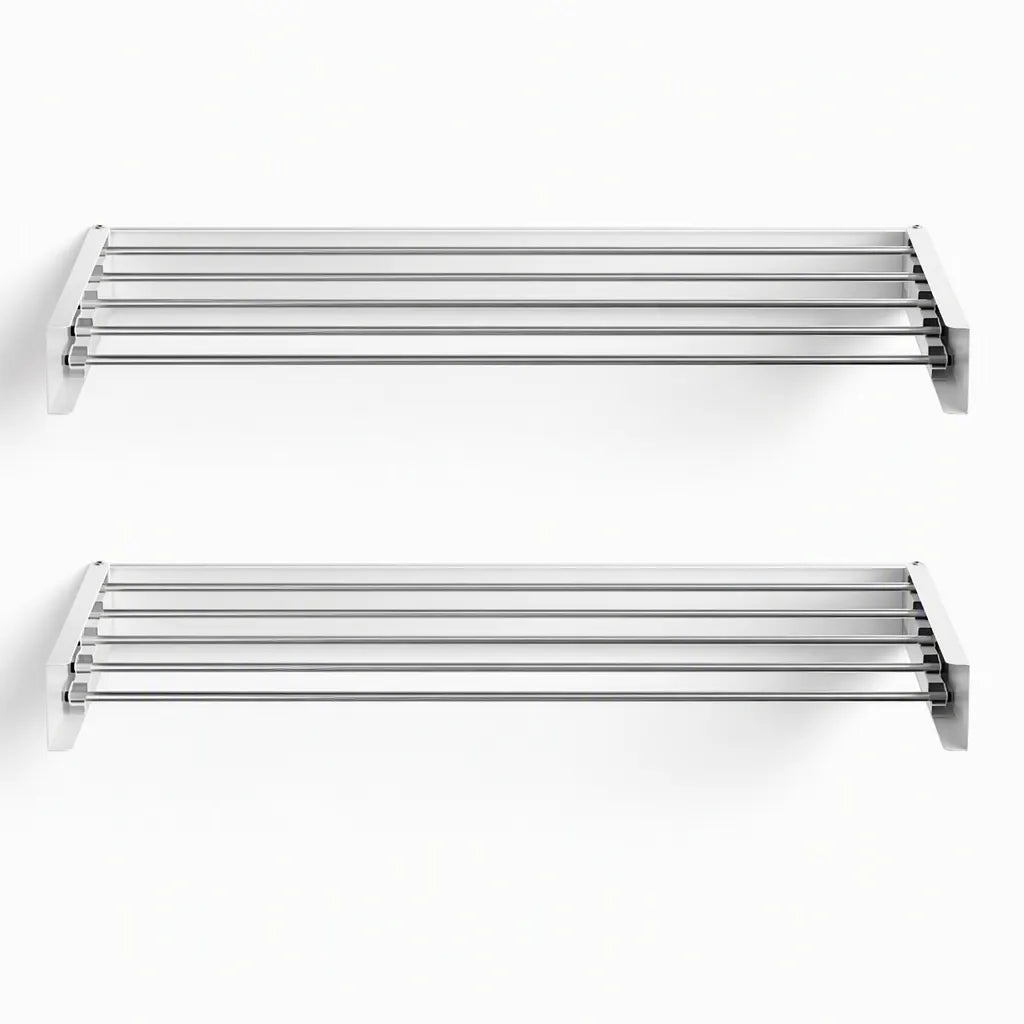Artiss Set of 2 Clothes Rack Wall Mounted Airer Foldable White - Image 4