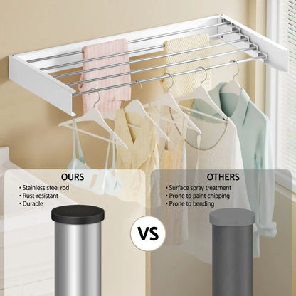 Artiss Set of 2 Clothes Rack Wall Mounted Airer Foldable White - Image 6