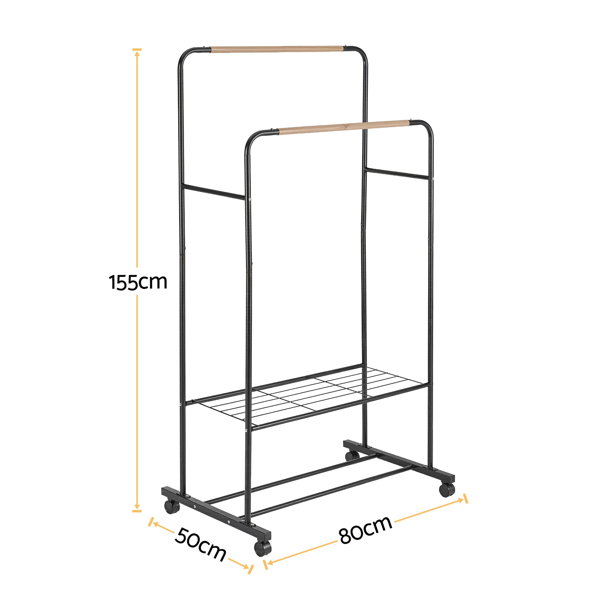 Artiss Clothes Rack Double Rod Airer Rail Coat Stand Hanger Storage Shelf - Image 3