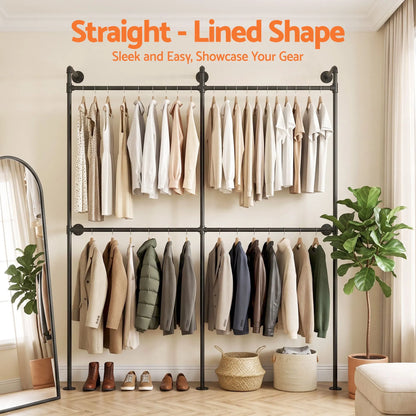 Artiss Industrial Pipe Clothing Rack Garment Clothes Display Stand Wall Mounted - Image 5