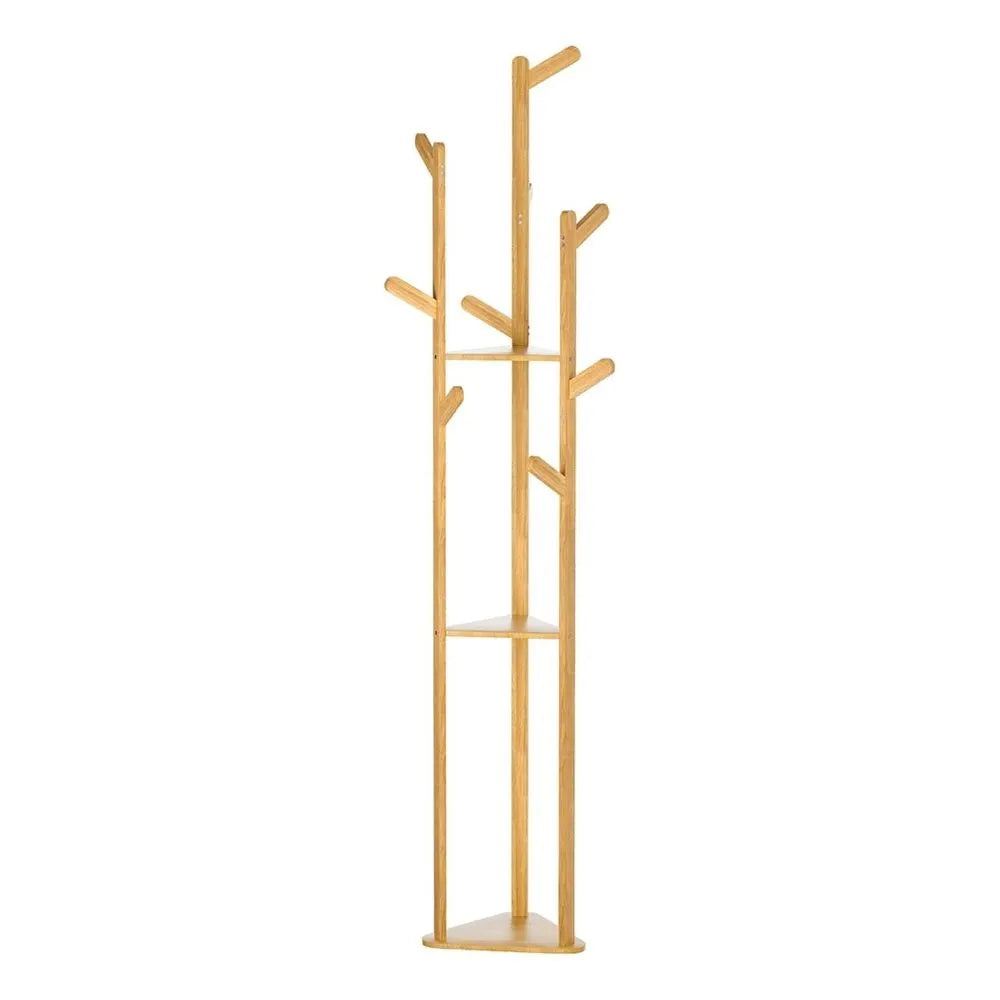 Artiss 2X Clothes Rack Airer Coat Stand 9 Hooks Bamboo - Image 3