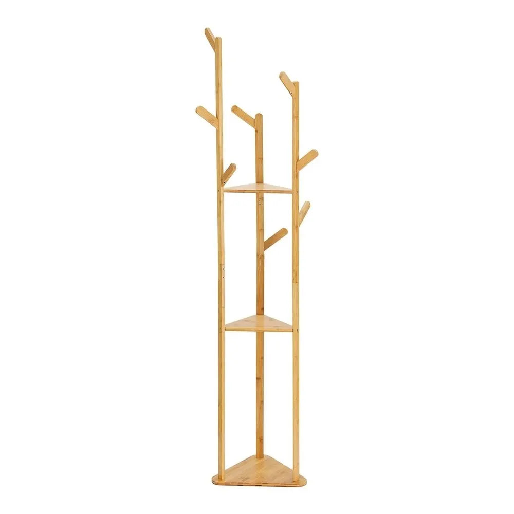 Artiss 2X Clothes Rack Airer Coat Stand 9 Hooks Bamboo - Image 5