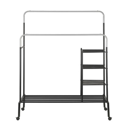 Artiss Clothes Rack Double Rod Airer Rail Coat Stand Hanger Storage Shelf - Image 4