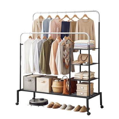 Artiss Clothes Rack Double Rod Airer Rail Coat Stand Hanger Storage Shelf - Image 9