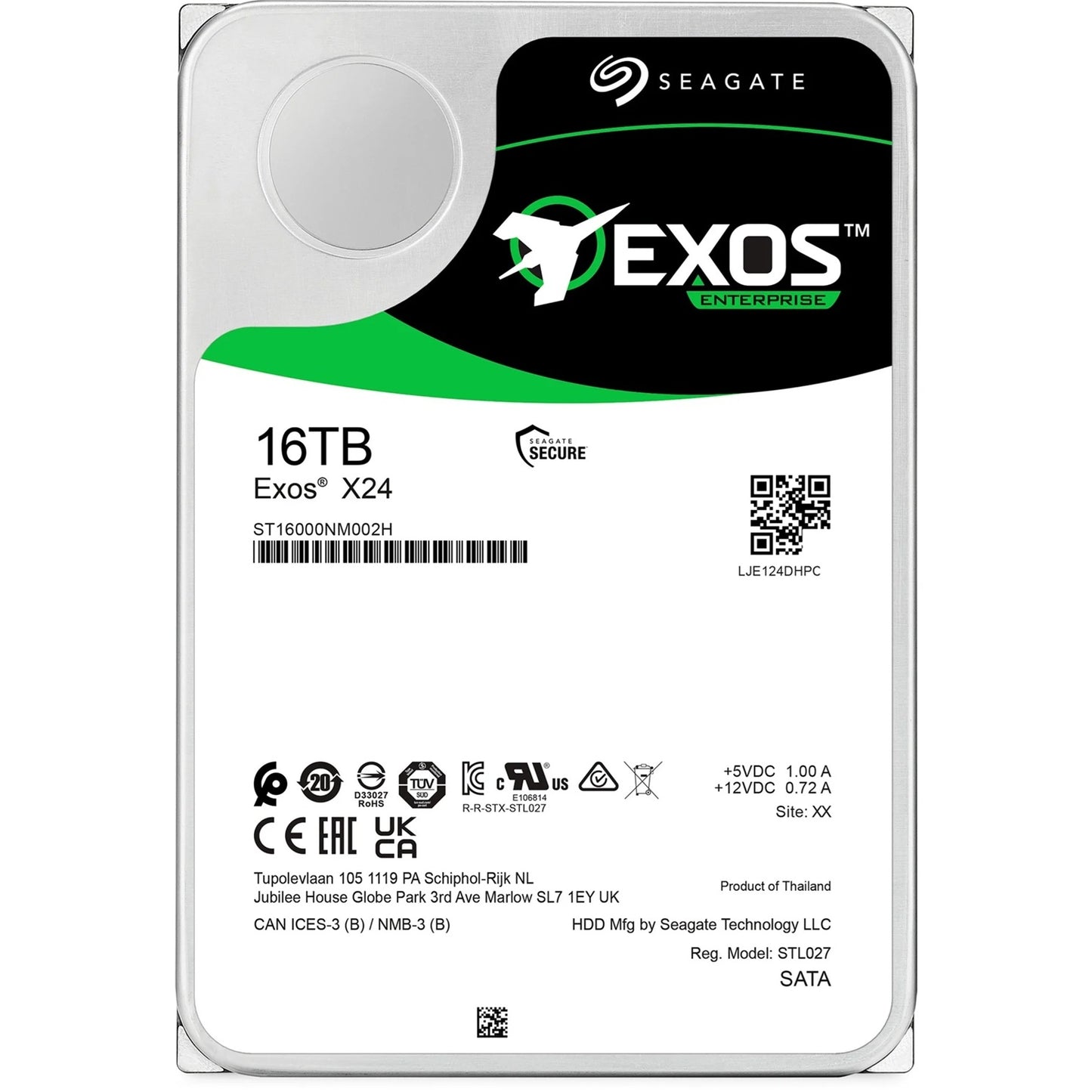 Seagate16TB 3.5' SATA EXOS X24, 512mb CACHE, Enterprise, 512E/4KN, 6GB/S, 7200RPM, 24x7 data avai... - Image 2