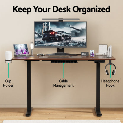 Artiss Standing Desk Motorised Dual Motor Electric Walnut 140CM - Image 6