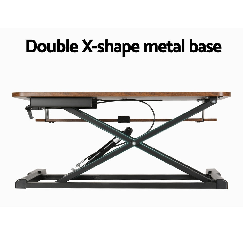 Artiss Standing Desk Riser Height Adjustable Rustic Brown 80CM - Image 6