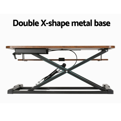 Artiss Standing Desk Riser Height Adjustable Rustic Brown 80CM - Image 6
