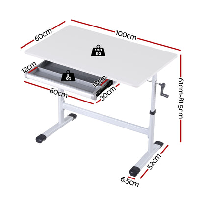Artiss Standing Desk Height Adjustable Workstation Computer Desks Study 100CM White - Image 2