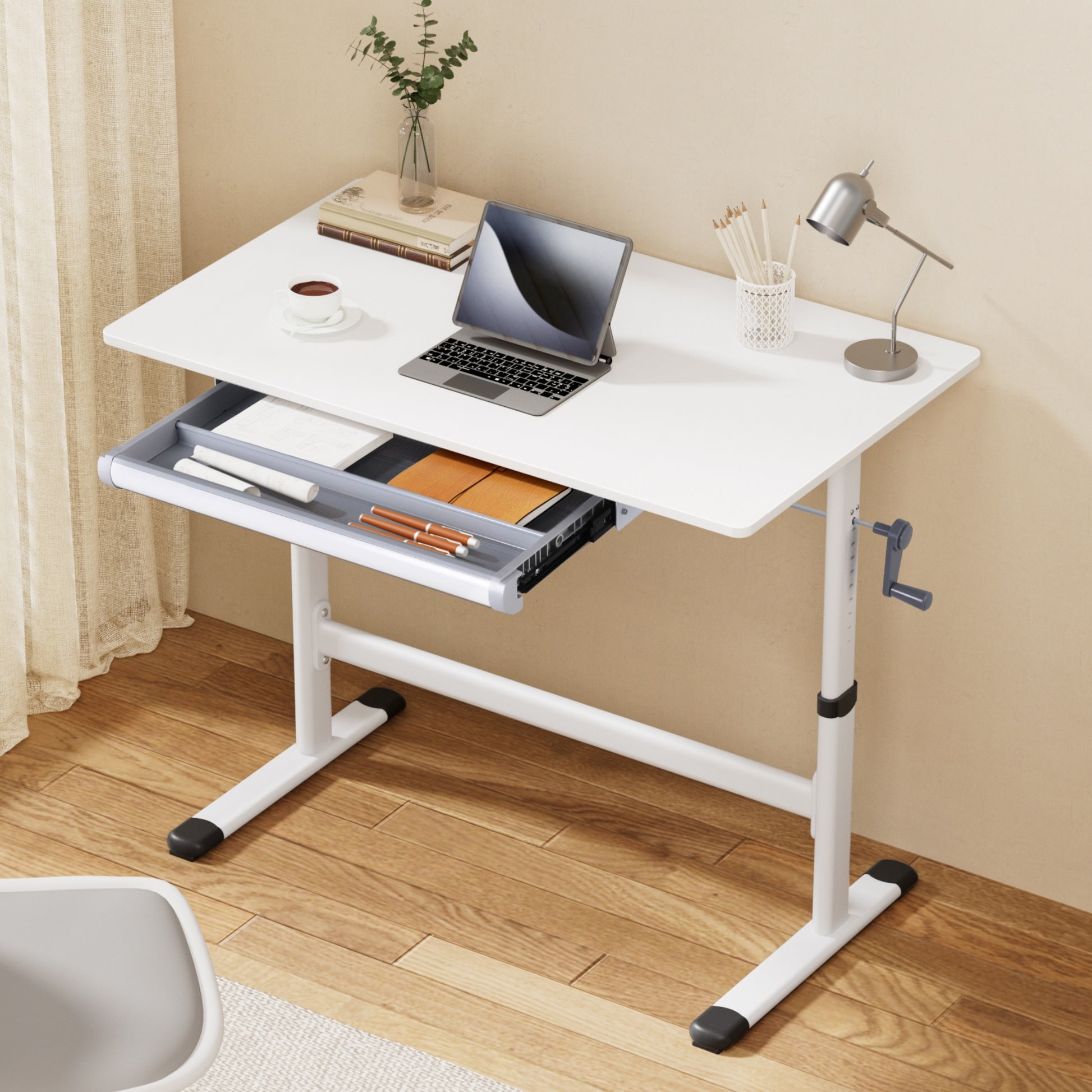 Artiss Standing Desk Height Adjustable Workstation Computer Desks Study 100CM White - Image 7