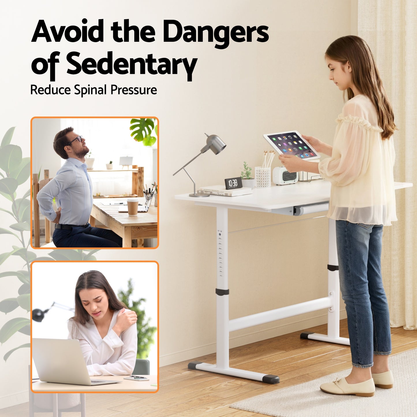 Artiss Standing Desk Height Adjustable Workstation Computer Desks Study 100CM White - Image 9