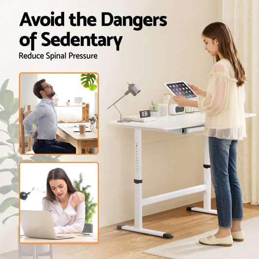 Artiss Standing Desk Height Adjustable Workstation Computer Desks Study 100CM White - Image 9
