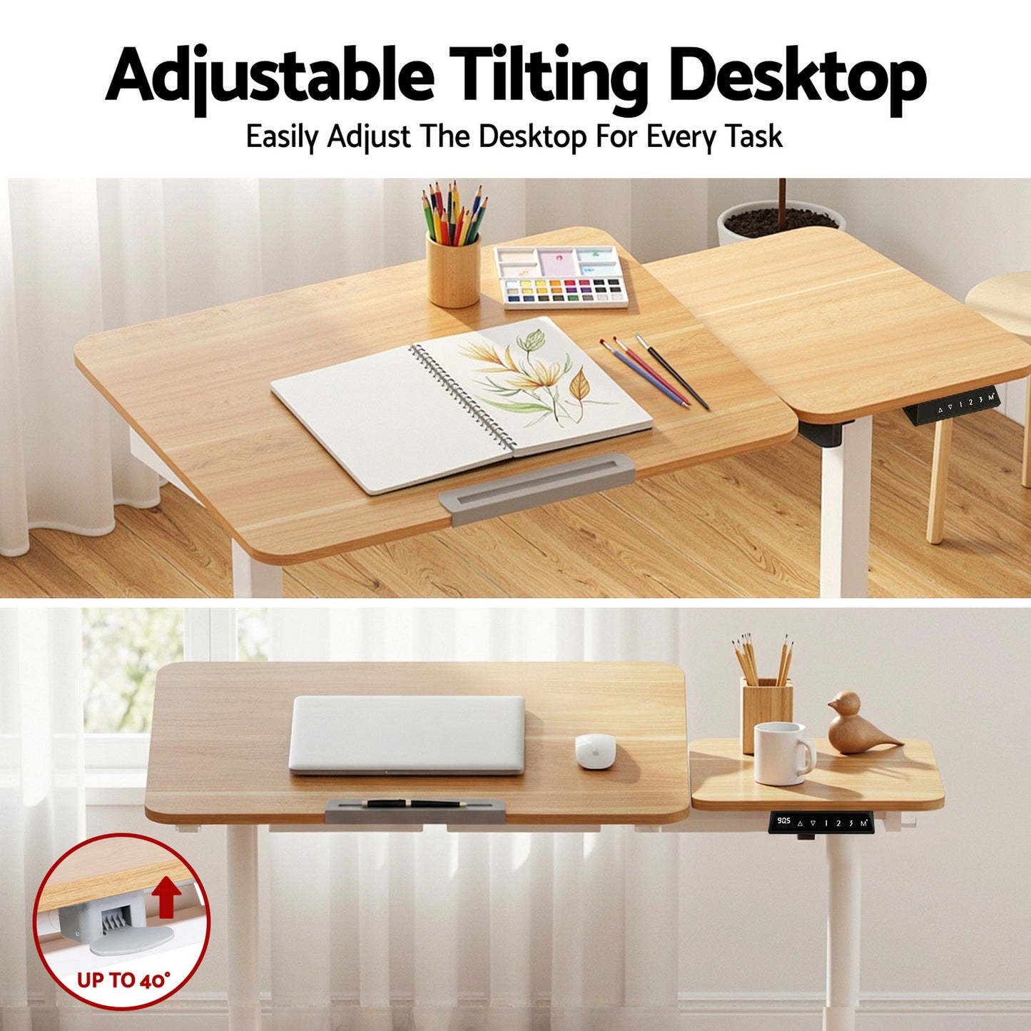 Artiss Electric Standing Desk Height Adjustable Sit Stand Desk Tilting Top  - Image 5