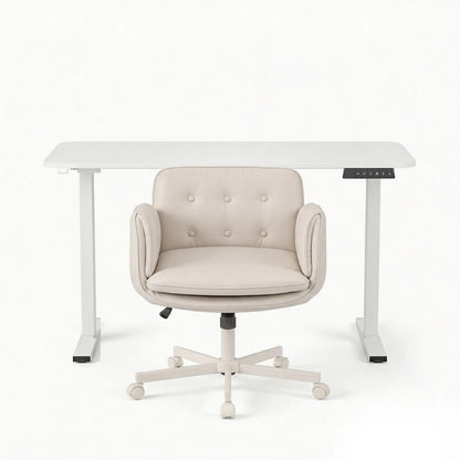 Artiss Criss Cross Chair with Wheels & Adjustable Armrests and Electric Standing Desk 140cm with Memory Presets, Ergonomic Cross Legged Chair and Office Desk Set - Image 3