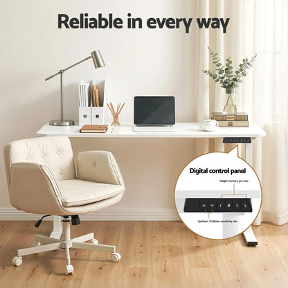 Artiss Criss Cross Chair with Wheels & Adjustable Armrests and Electric Standing Desk 140cm with Memory Presets, Ergonomic Cross Legged Chair and Office Desk Set - Image 9