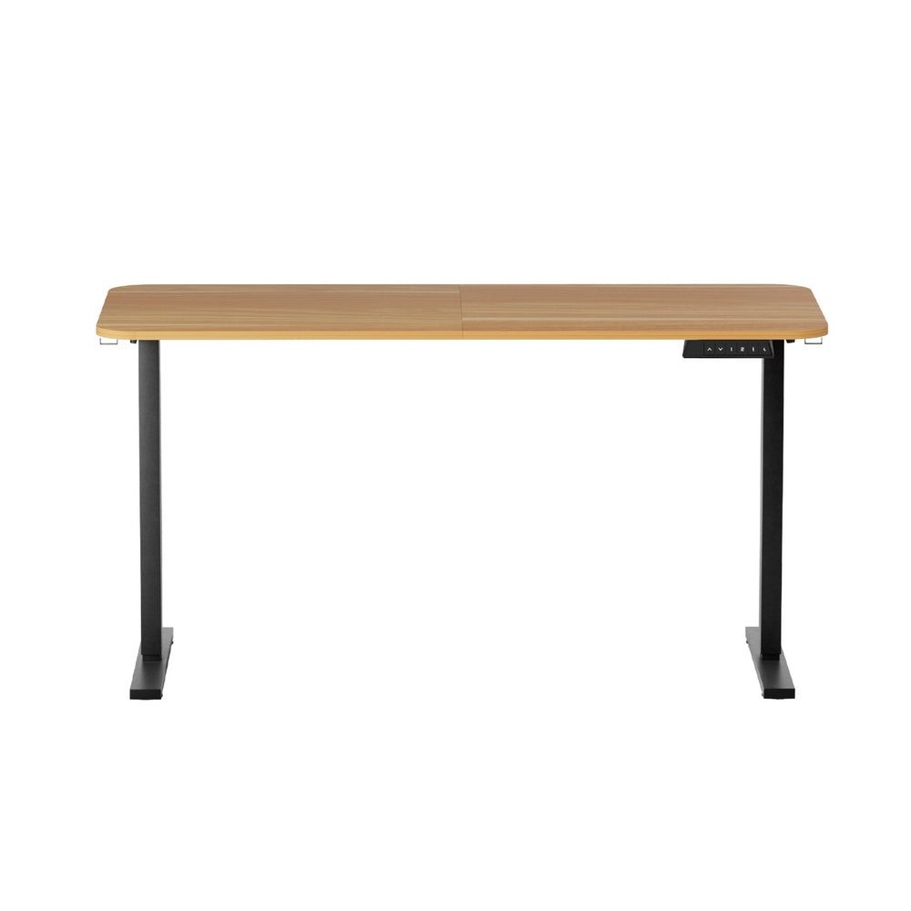 Artiss Electric Standing Desk 140cm Adjustable Height Motorised Home Office Desk Oak Black - Image 3