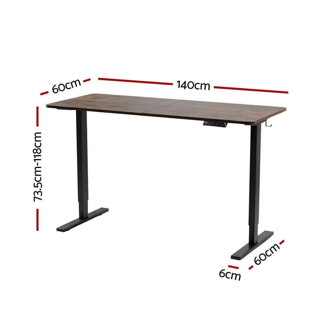 Artiss Standing Desk Height Adjustable 140cm Ergonomic Office Desk Brown - Image 2