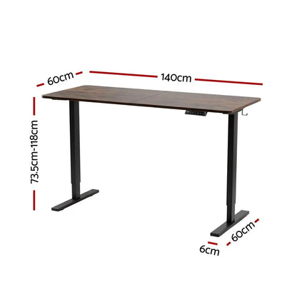 Artiss Standing Desk Height Adjustable 140cm Ergonomic Office Desk Brown - Image 2