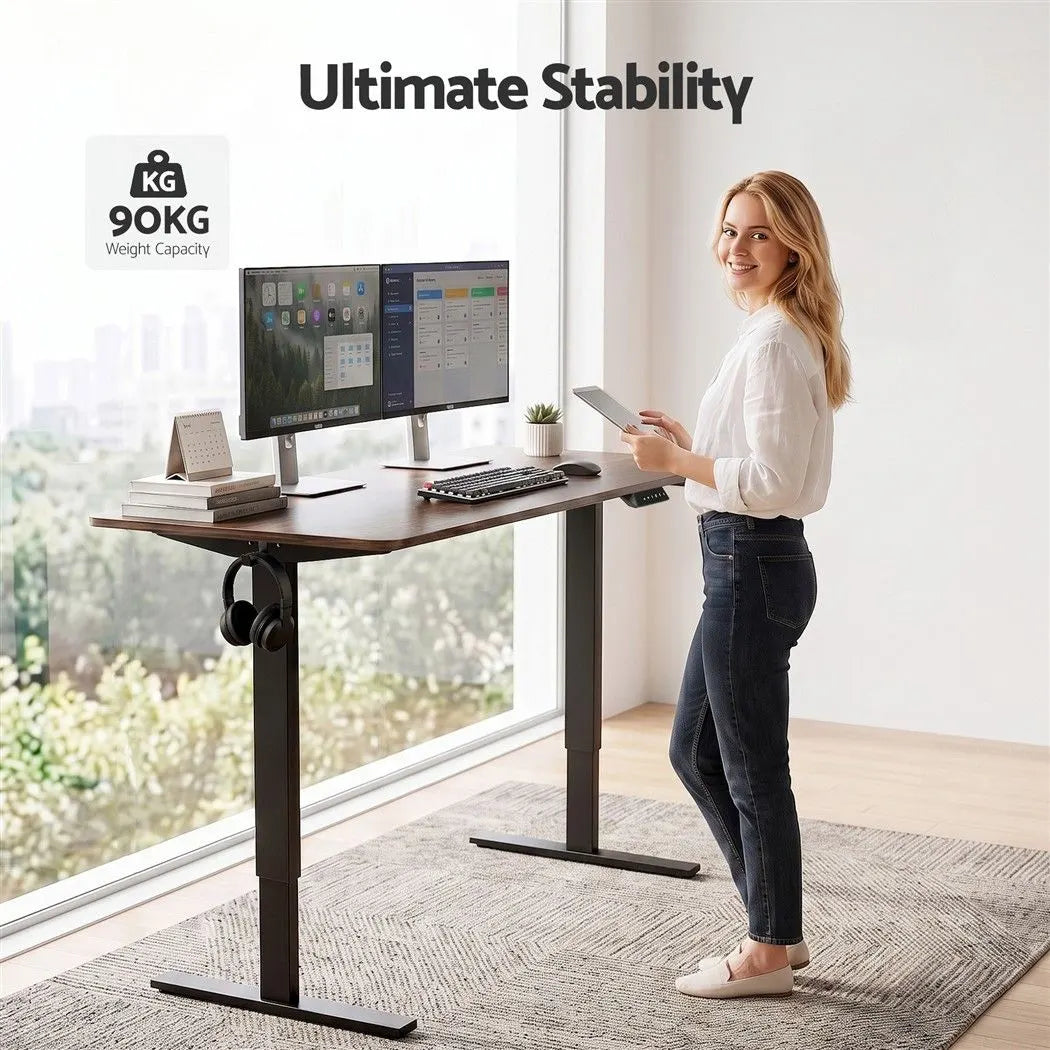 Artiss Standing Desk Height Adjustable 140cm Ergonomic Office Desk Brown - Image 6