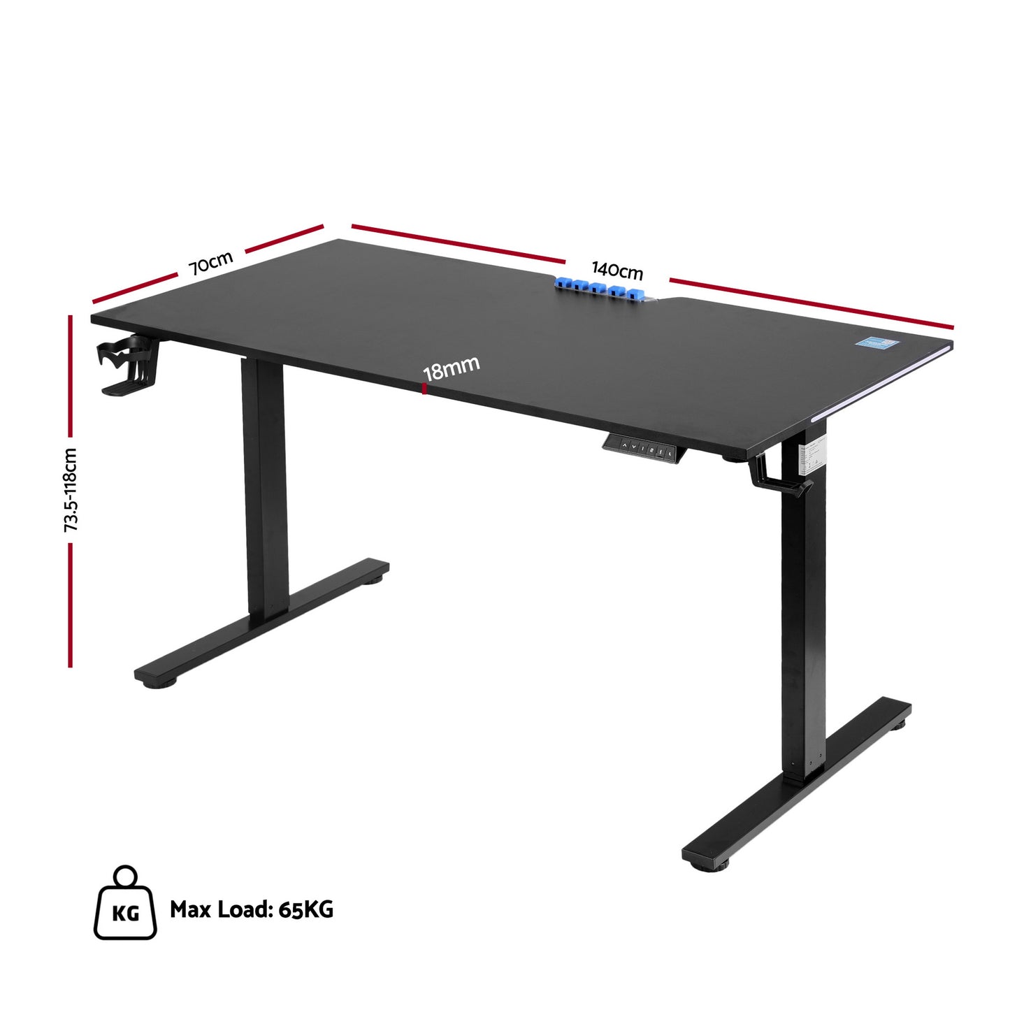 Artiss Electric Standing Desk Height Adjustable Gaming Desk Home Office 140cm - Image 2